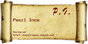 Peszl Ince névjegykártya